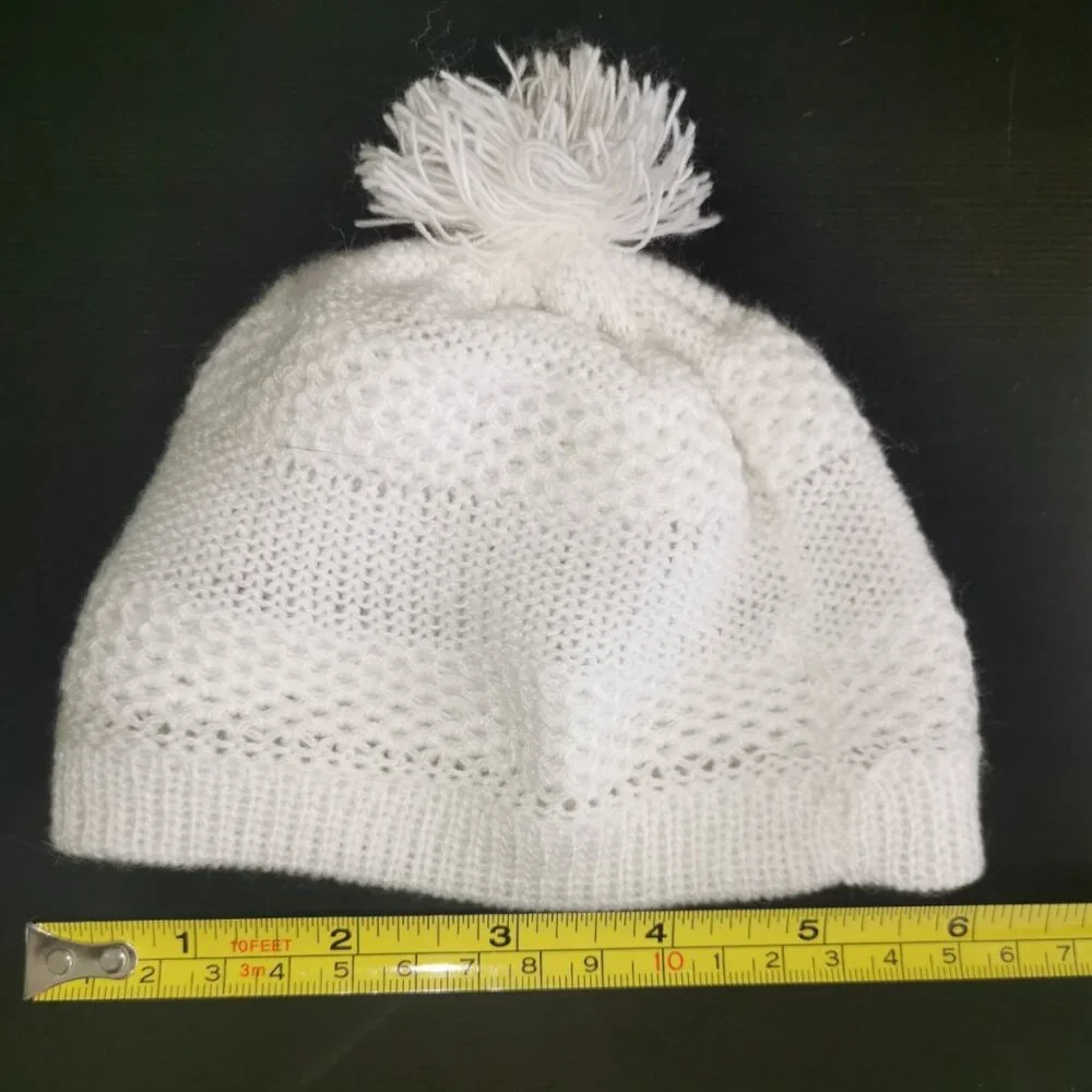 Vintage Handmade Knit Doll Hat White 6